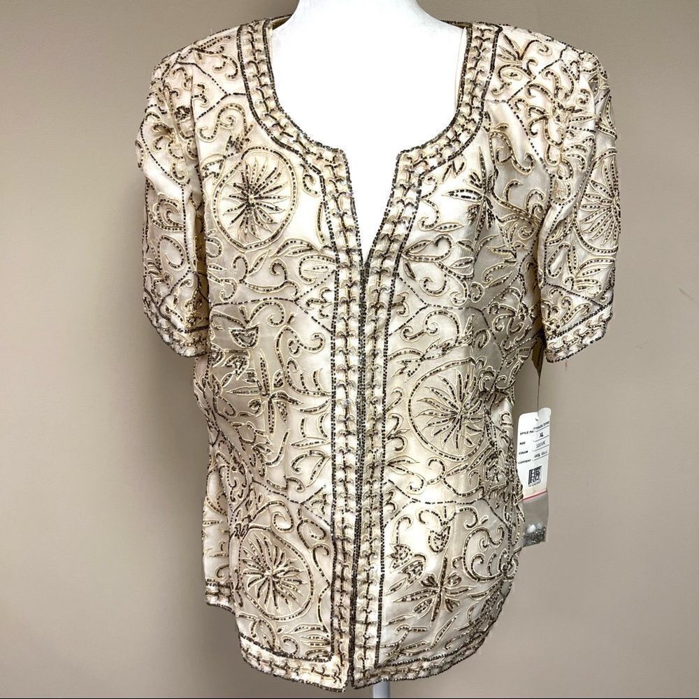 Niteline Della Roufogalli silk beaded jacket. XL